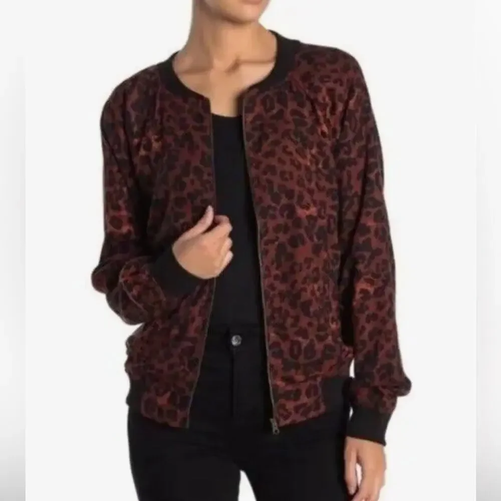 Beach Lunch Lounge Jacket Womens Medium Lightweight Casual Zip Up Bomber Coat